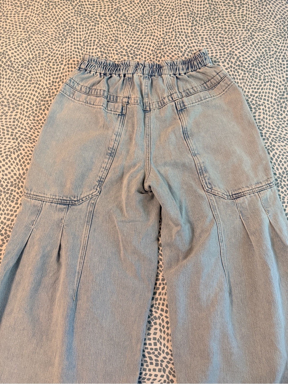 We The Free Free People La Vida Pull-On Wide Leg Jeans Bleached Blue NWOT - Picture 9 of 16